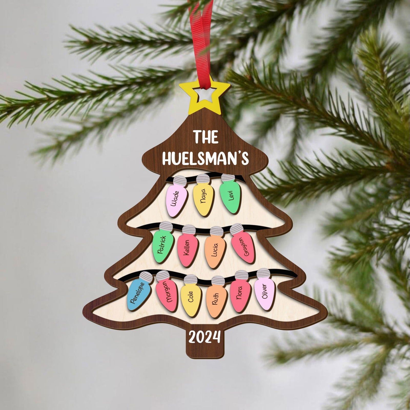 Personalized Family Tree Ornament With Names, Custom Family Christmas Ornament CF319 - 19Gifts