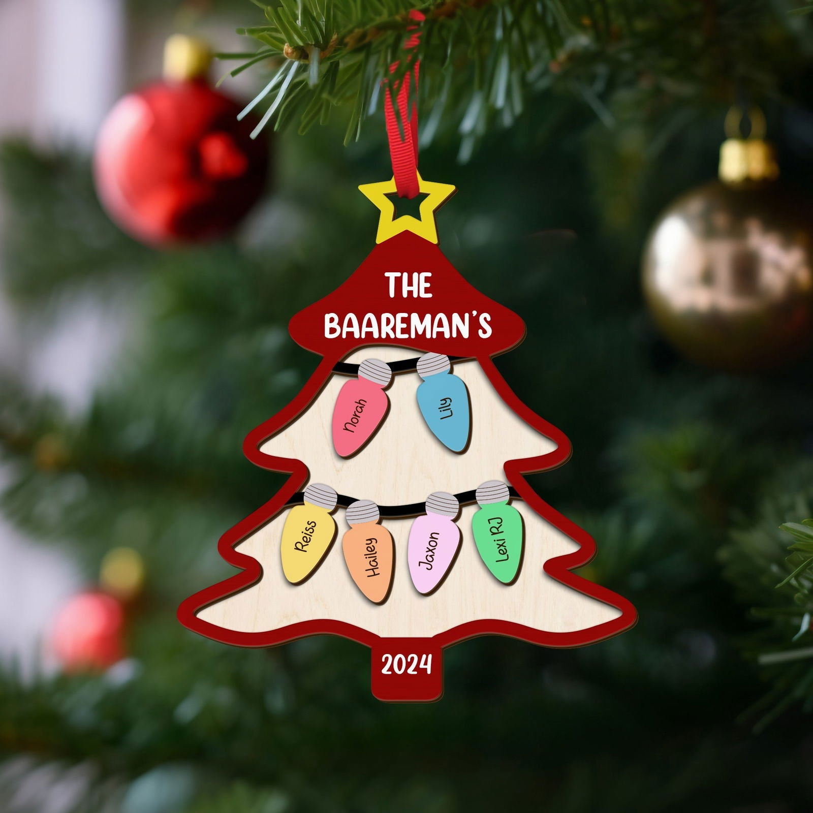 Personalized Family Tree Ornament With Names, Custom Family Christmas Ornament CF319 - 19Gifts