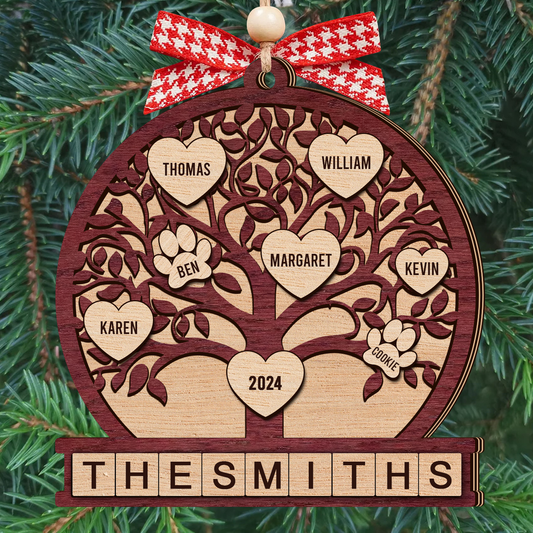 Personalized Family Tree Wooden Ornament, Crossword Family Name Ornament CF682 - 19Gifts