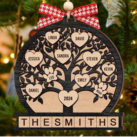 Personalized Family Tree Wooden Ornament, Crossword Family Name Ornament CF682 - 19Gifts