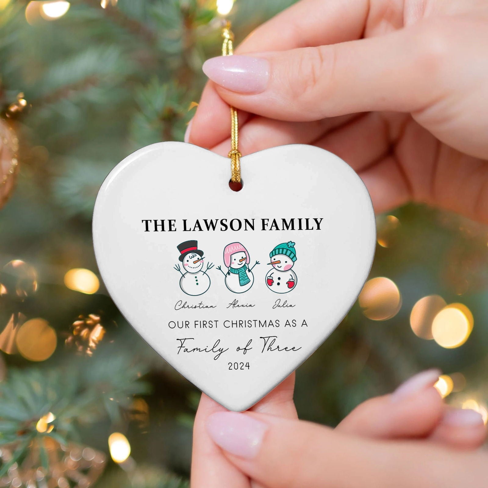 Personalized Family of 4 Ornament, Personalized Heart Shaped Ornament CY02-12 - 19Gifts