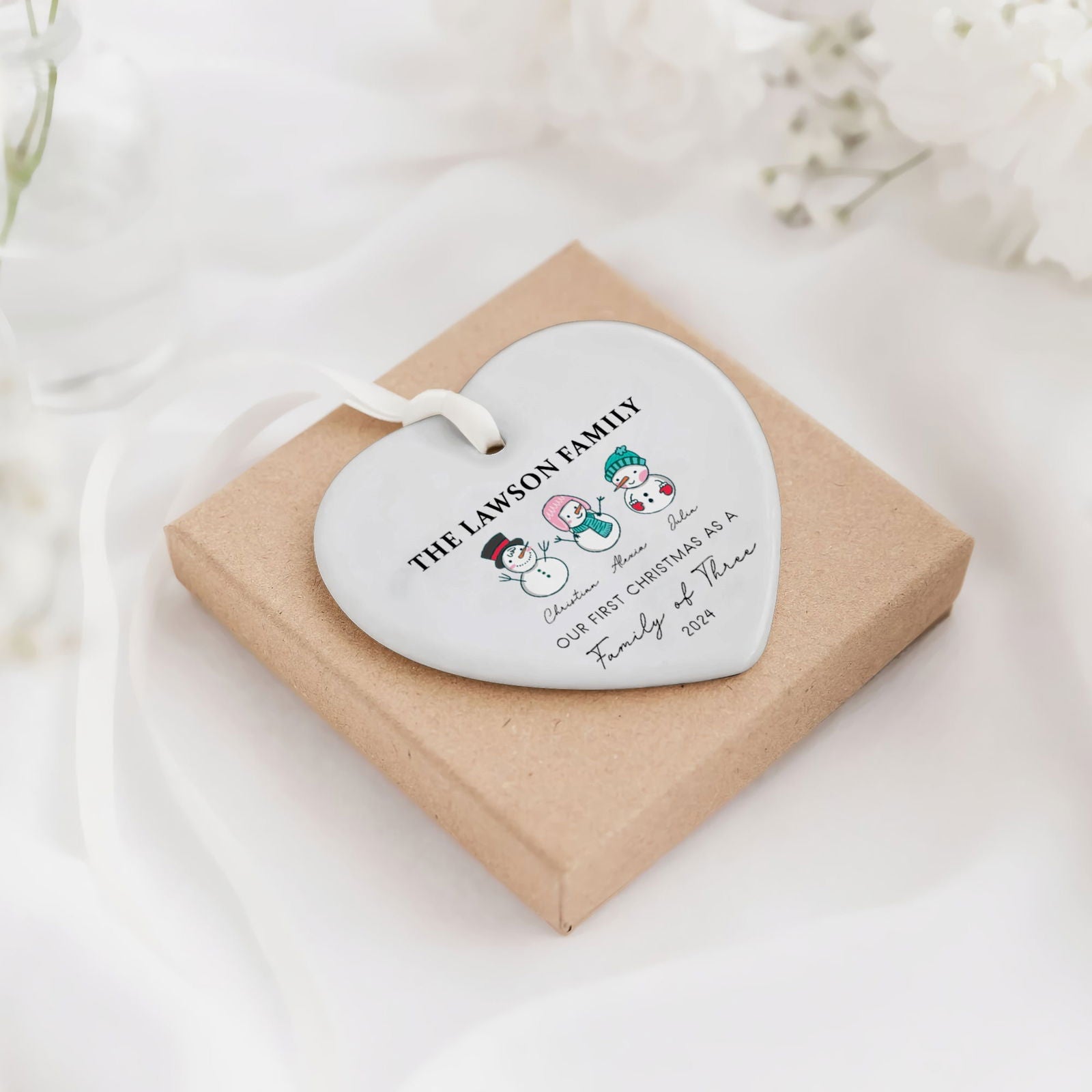 Personalized Family of 4 Ornament, Personalized Heart Shaped Ornament CY02-12 - 19Gifts