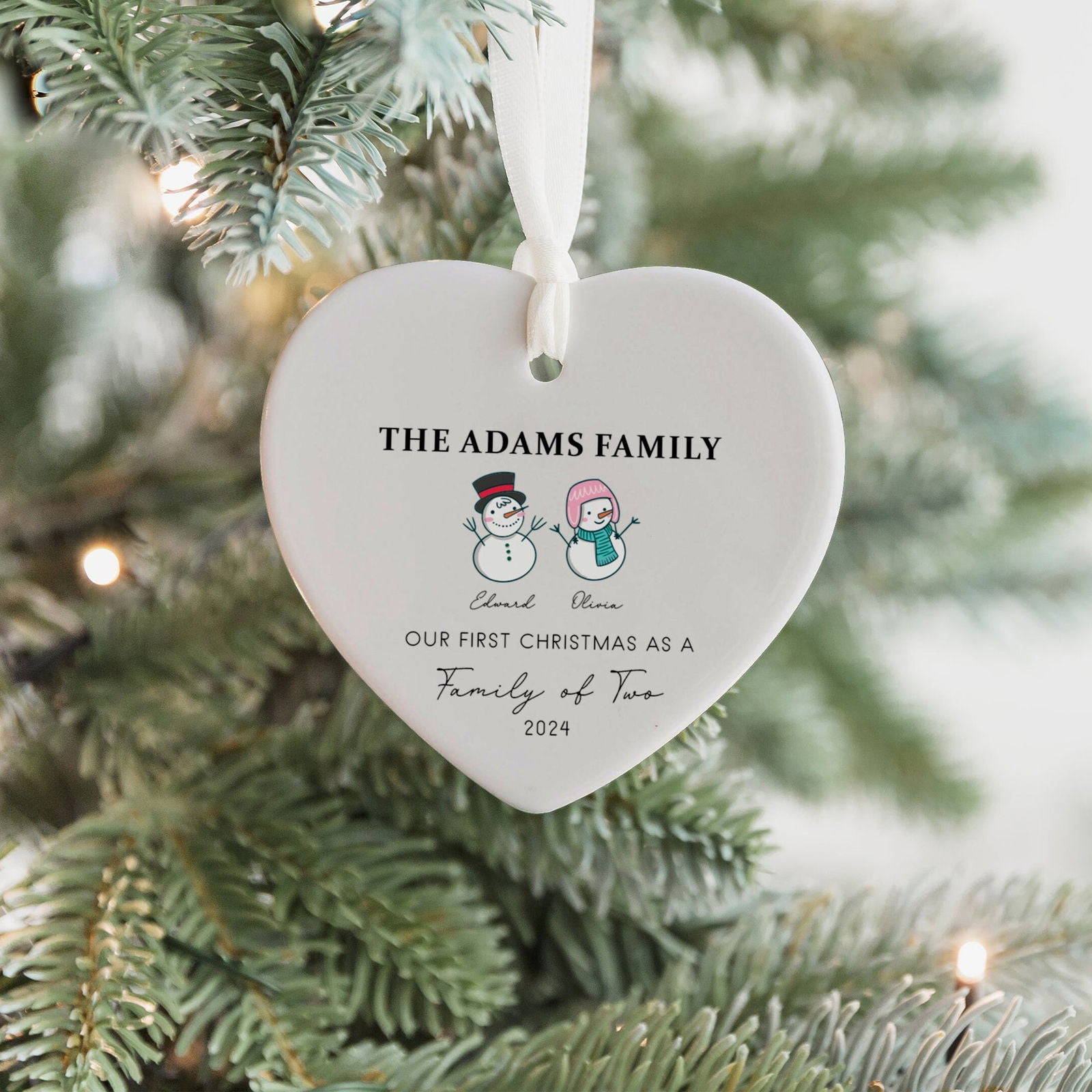 Personalized Family of 4 Ornament, Personalized Heart Shaped Ornament CY02-12 - 19Gifts