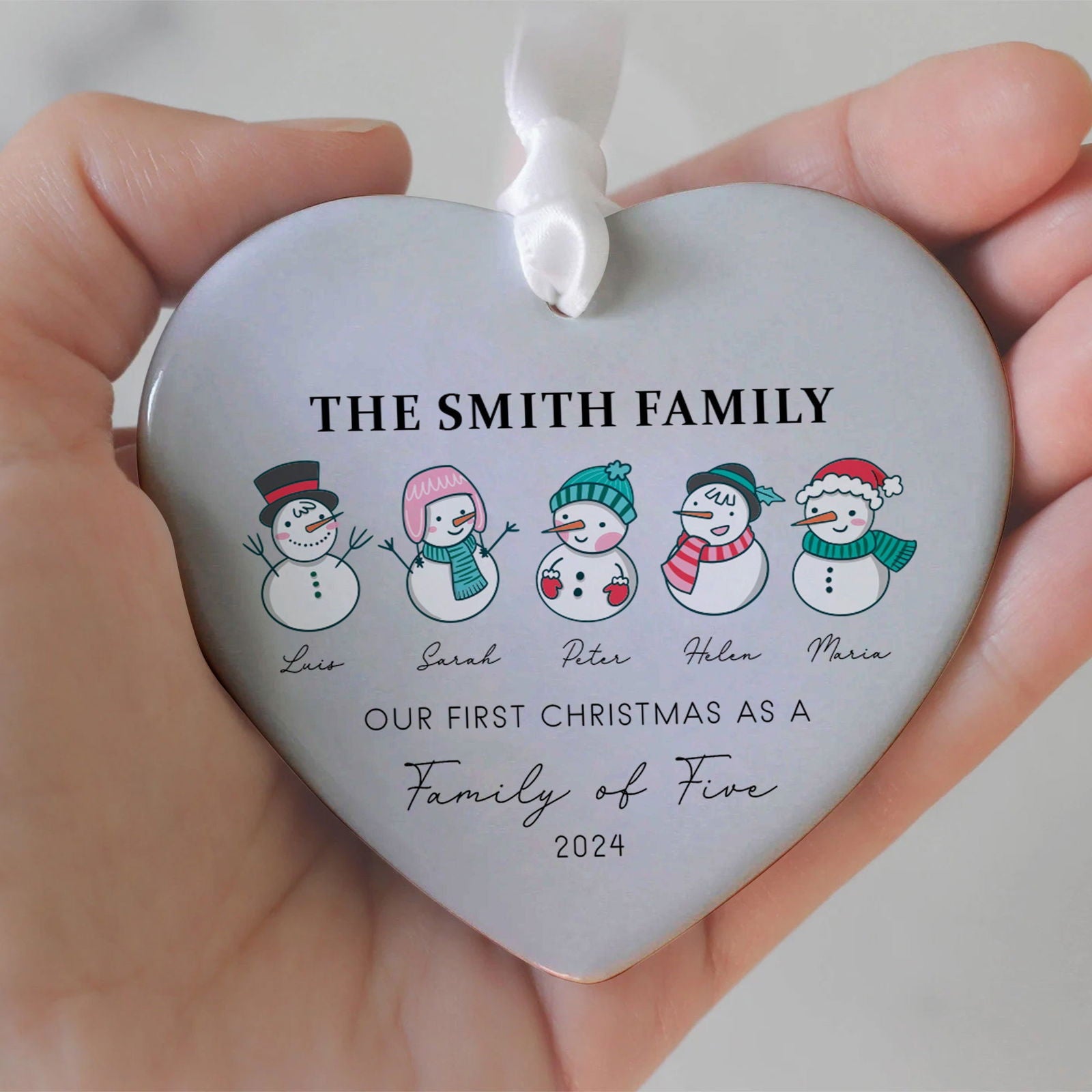 Personalized Family of 4 Ornament, Personalized Heart Shaped Ornament CY02-12 - 19Gifts