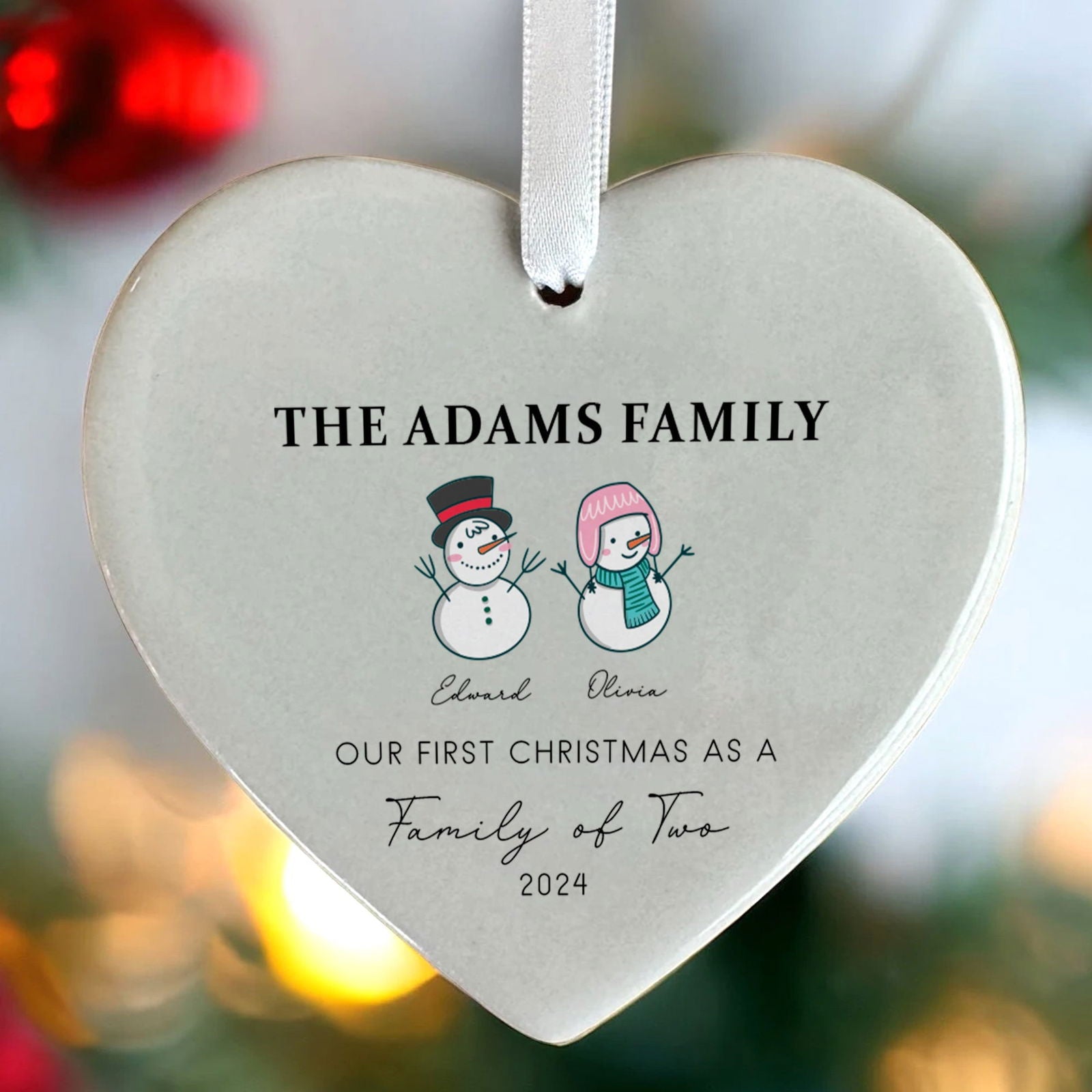 Personalized Family of 4 Ornament, Personalized Heart Shaped Ornament CY02-12 - 19Gifts
