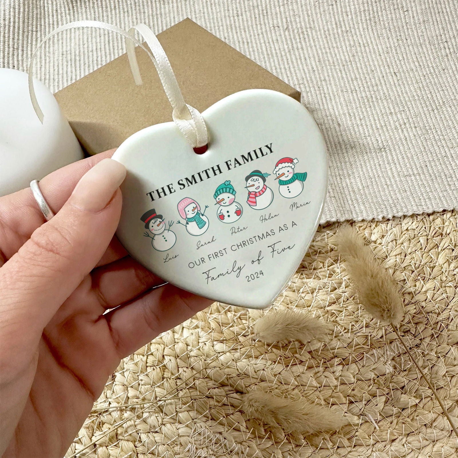 Personalized Family of 4 Ornament, Personalized Heart Shaped Ornament CY02-12 - 19Gifts