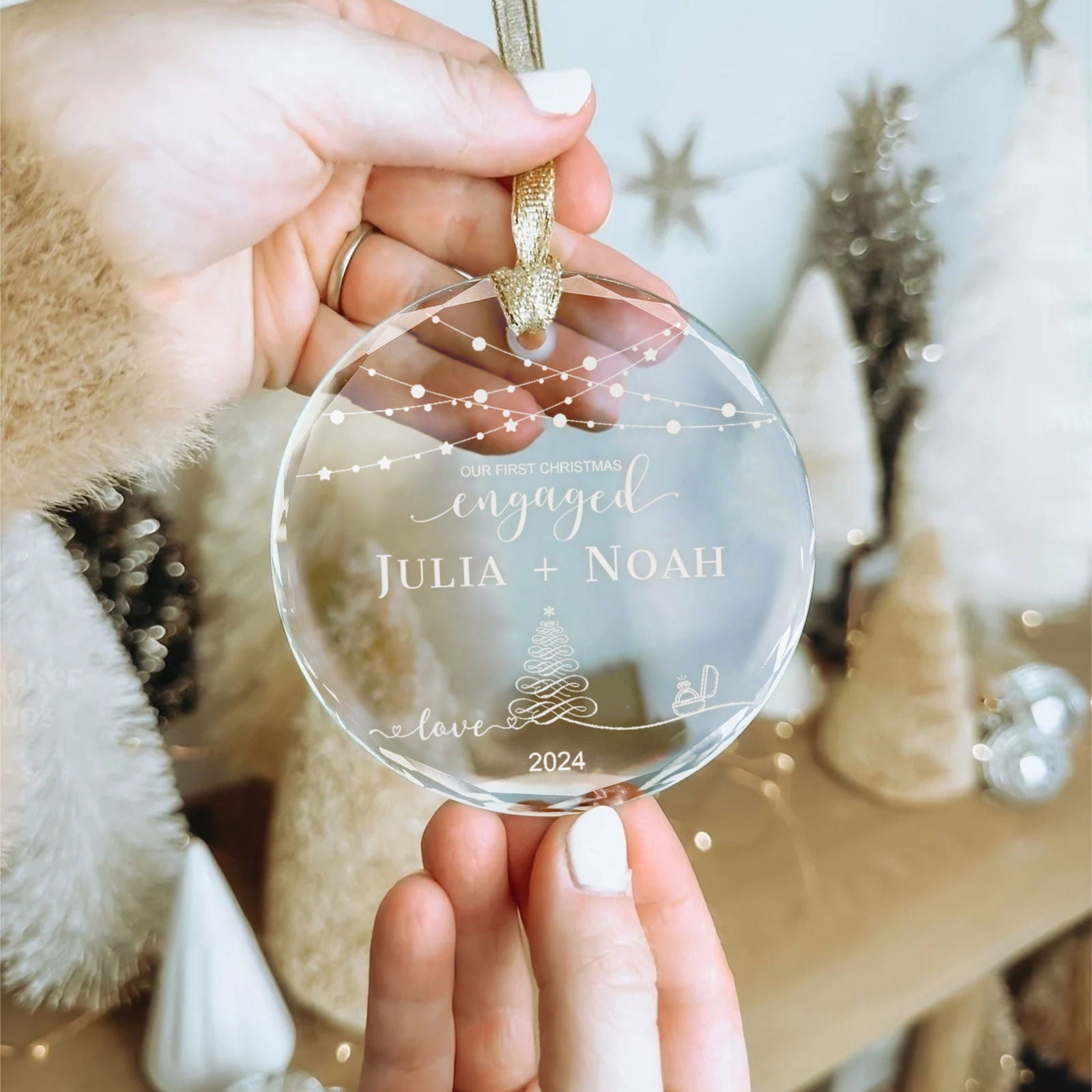 Personalized First Christmas Married Glass Ornament, Mr and Mrs Ornament, Wedding Glass GX05-13 - 19Gifts