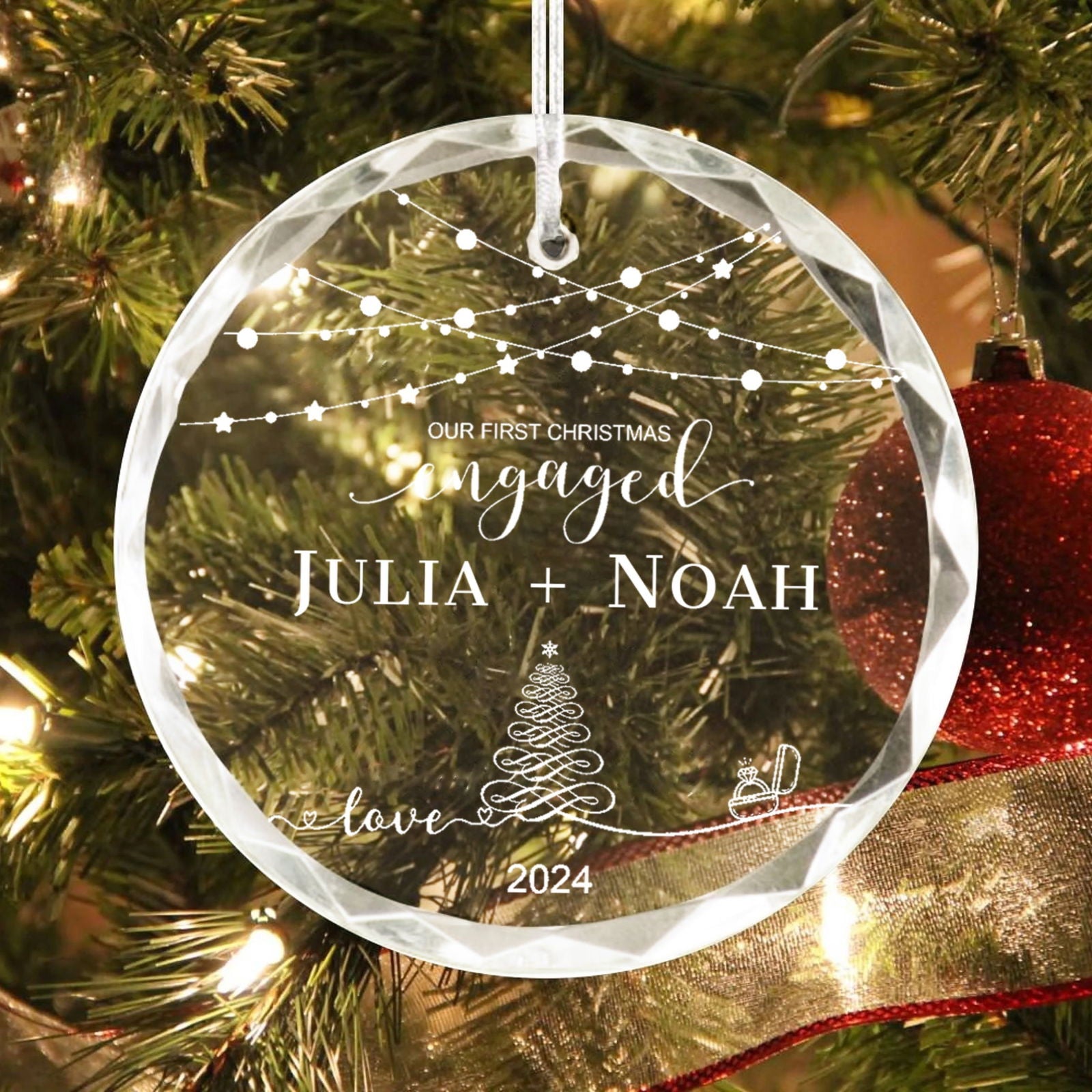 Personalized First Christmas Married Glass Ornament, Mr and Mrs Ornament, Wedding Glass GX05-13 - 19Gifts