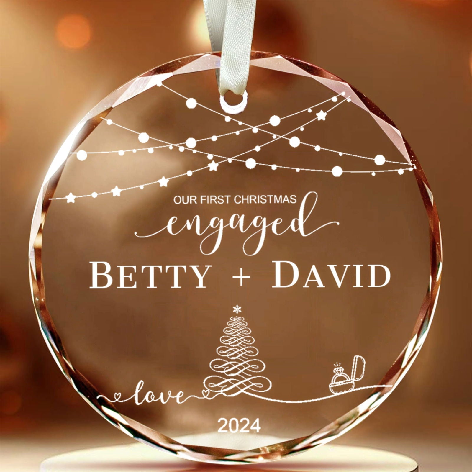 Personalized First Christmas Married Glass Ornament, Mr and Mrs Ornament, Wedding Glass GX05-13 - 19Gifts