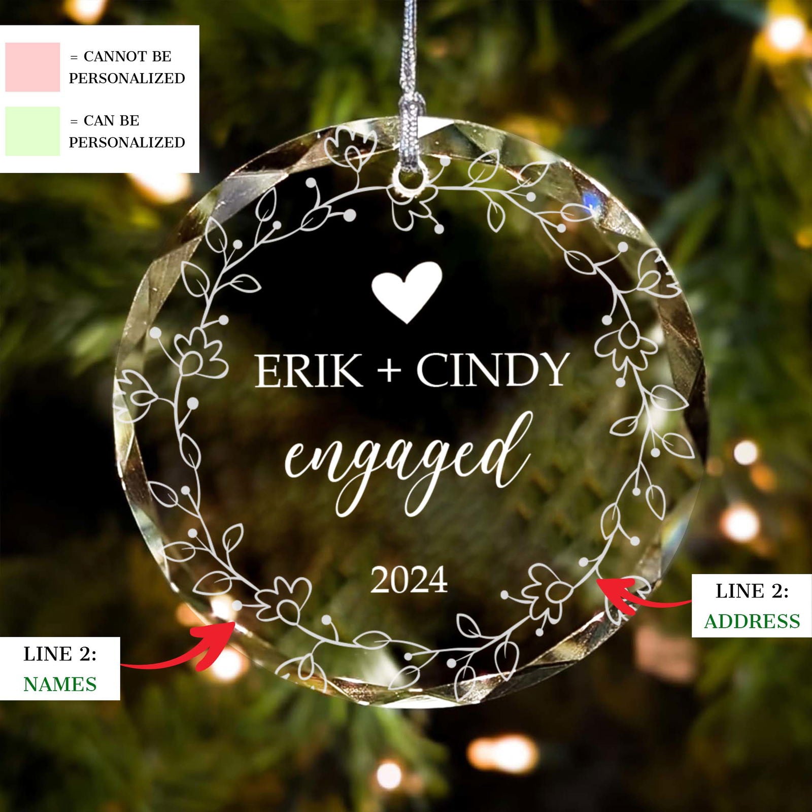 Personalized  First Christmas Married Glass Ornament, Mr and Mrs Ornament, Wedding Glass GX05-7 - 19Gifts