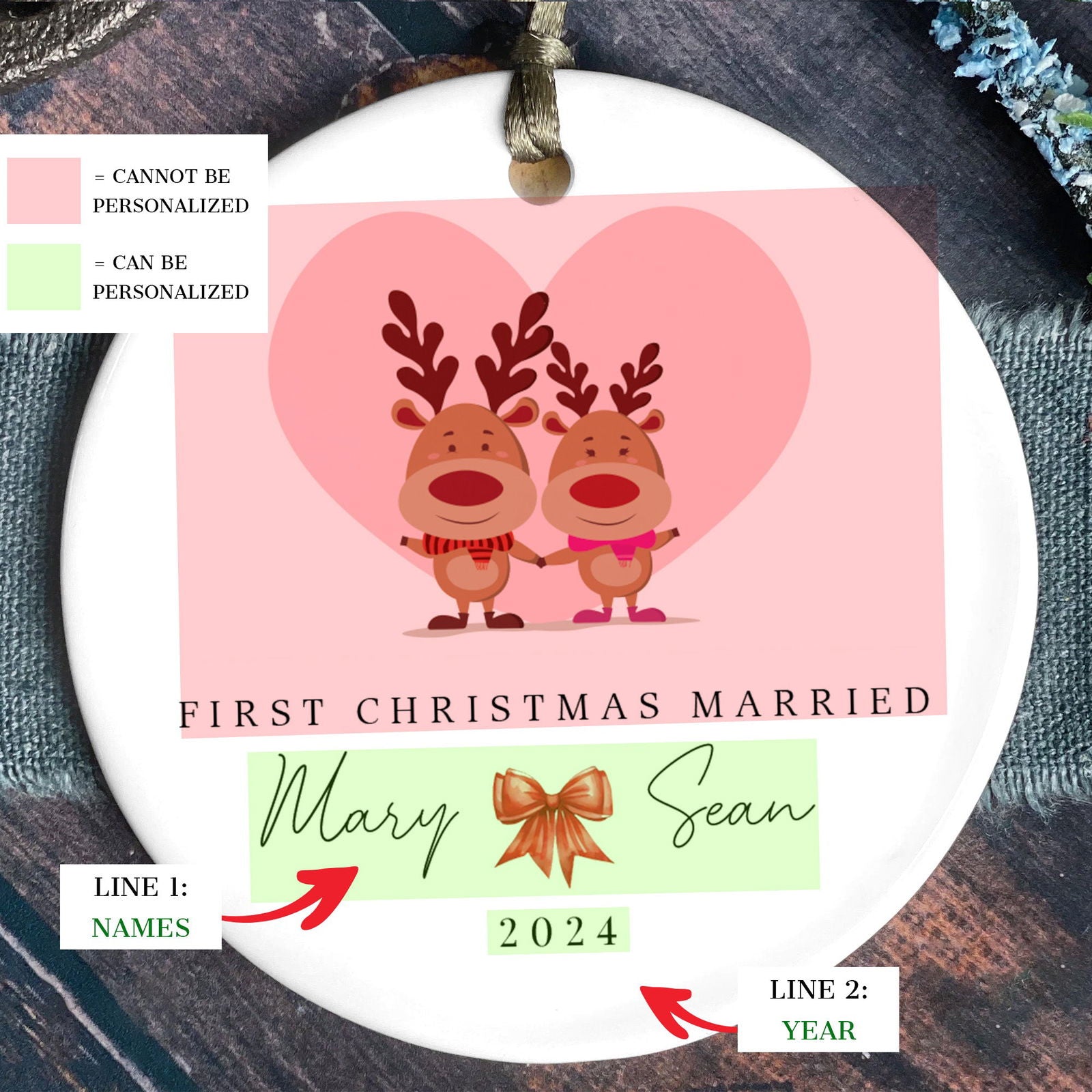 Personalized First Christmas Married Ornament, Mr Mrs Ornament, Personalized Wedding Gift, Newlywed Christmas Gift, Our First Christmas Ornament CX05-39 - 19Gifts