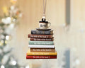 Personalized Flat Christmas Books Stack Ornament, Book Lover Christmas Ornament CF95 - 19Gifts