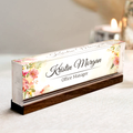 Personalized Floral Desk Name Plate, Plate Acrylic For Desk, Floral Desk Name Plate TD81-20 - 19Gifts