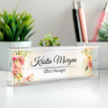 Personalized Floral Desk Name Plate, Plate Acrylic For Desk, Floral Desk Name Plate TD81-20 - 19Gifts
