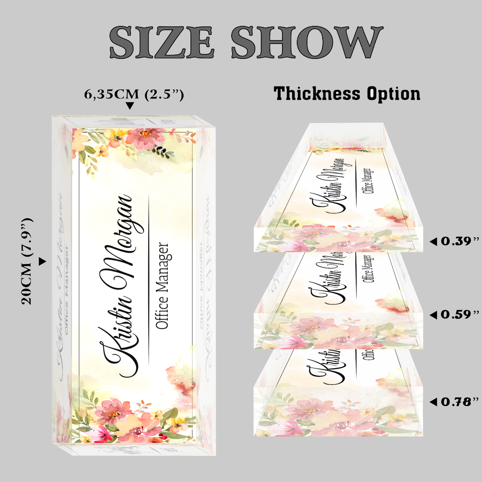 Personalized Floral Desk Name Plate, Plate Acrylic For Desk, Floral Desk Name Plate TD81-20 - 19Gifts