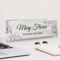 Personalized Flower Name Plate, Floral Desk Name Plate, Floral Name Plate Acrylic For Desk TD81-57 - 19Gifts