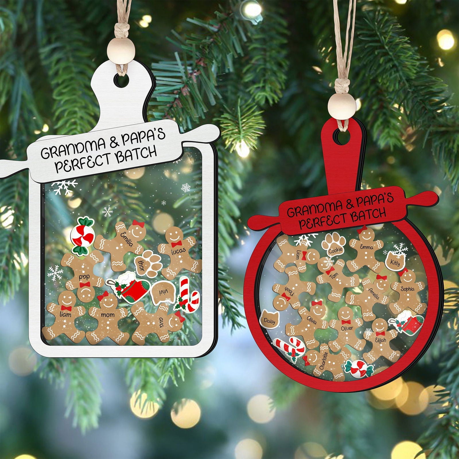 Personalized Gingerbread Family Ornament 2024, 4D Customized Shaked Ornament CF82 - 19Gifts