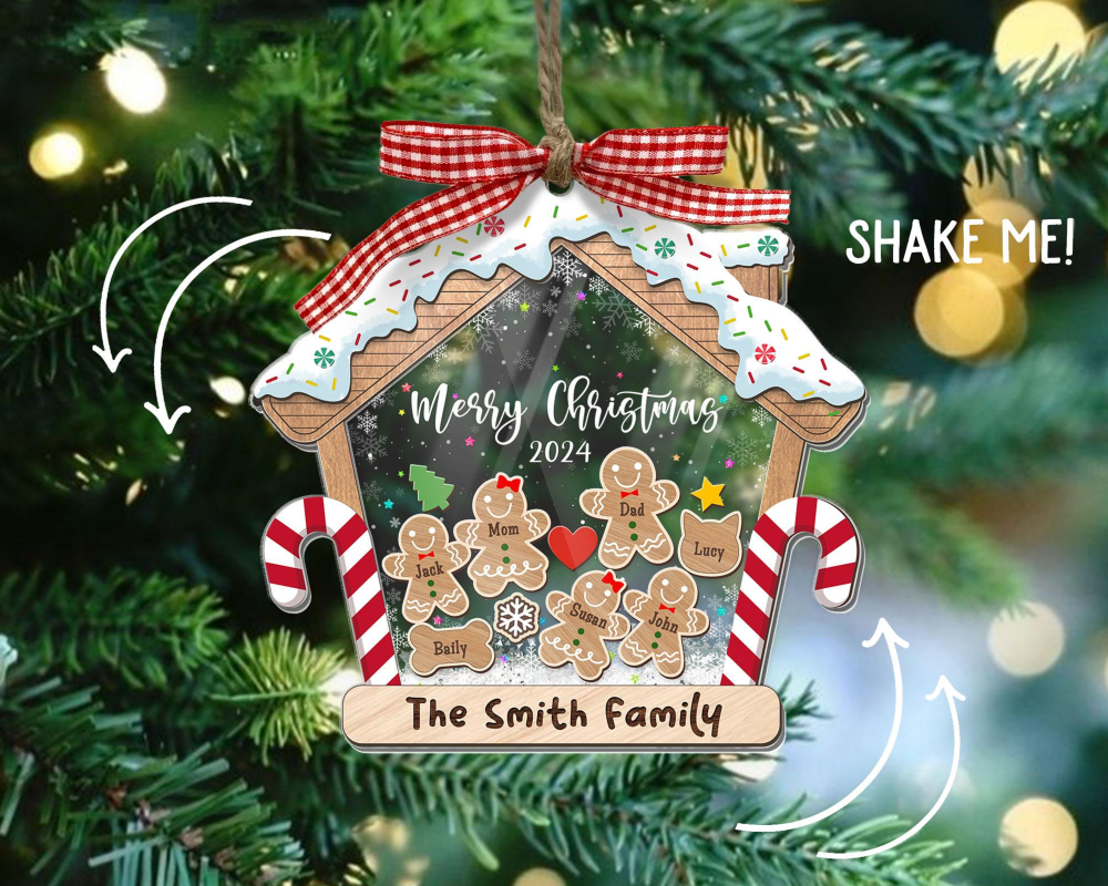 Personalized Gingerbread Family Ornament , Family Christmas Ornament 2024, CF739 - 19Gifts