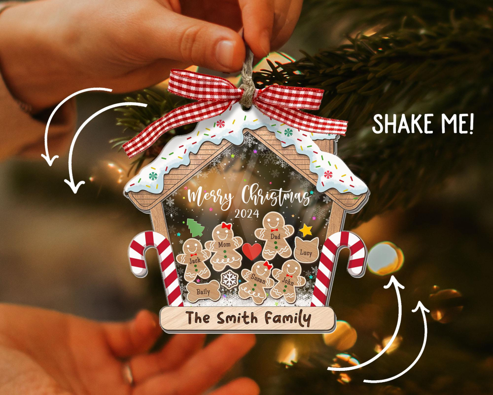 Personalized Gingerbread Family Ornament , Family Christmas Ornament 2024, CF739 - 19Gifts