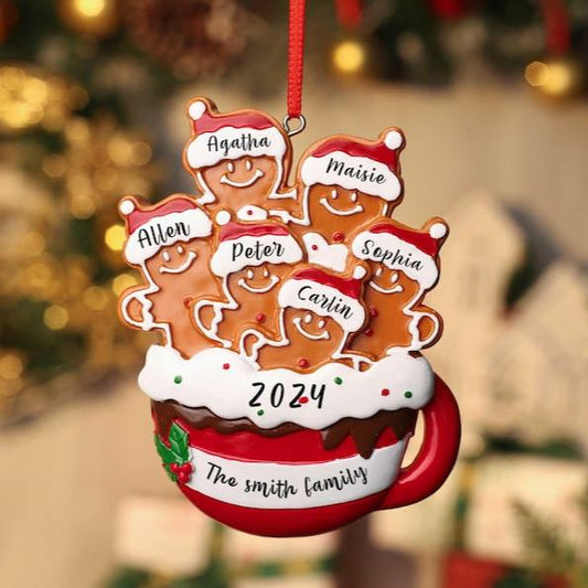 Personalized Gingerbread Family Ornament, Resin Christmas Family Ornament, CF93 - 19Gifts