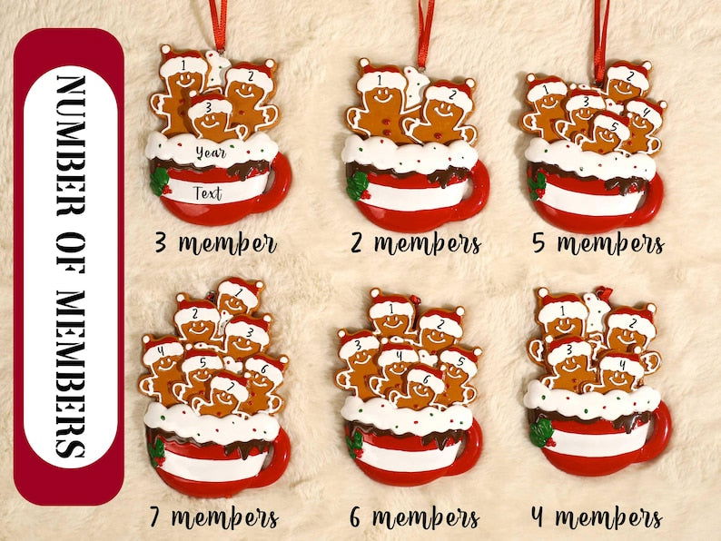 Personalized Gingerbread Family Ornament, Resin Christmas Family Ornament, CF93 - 19Gifts