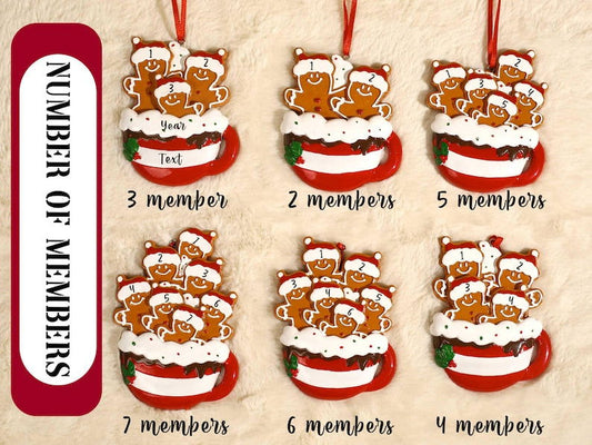 Personalized Gingerbread Family Ornament, Resin Christmas Family Ornament, CF93 - 19Gifts