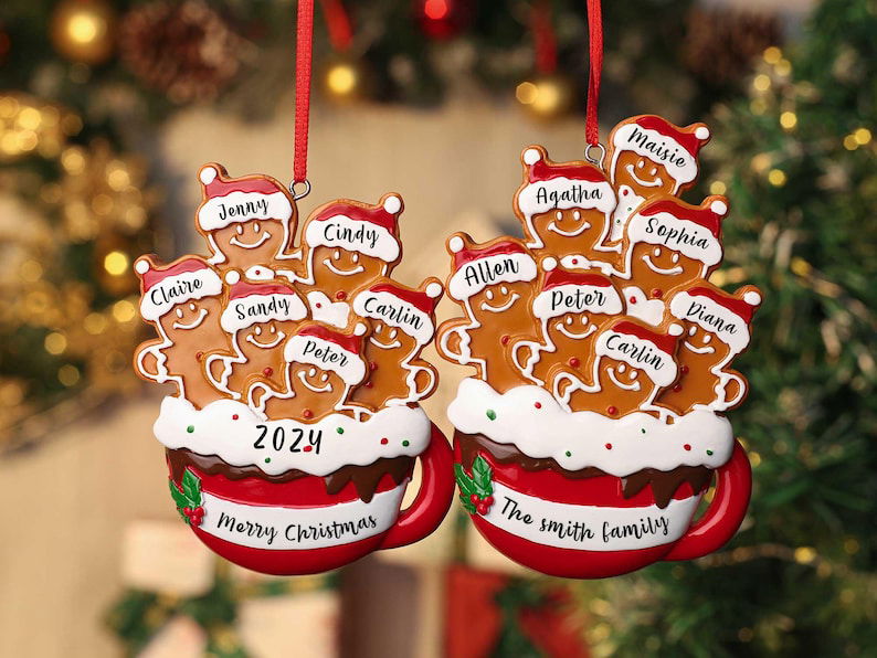 Personalized Gingerbread Family Ornament, Resin Christmas Family Ornament, CF93 - 19Gifts