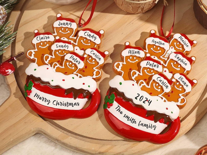 Personalized Gingerbread Family Ornament, Resin Christmas Family Ornament, CF93 - 19Gifts