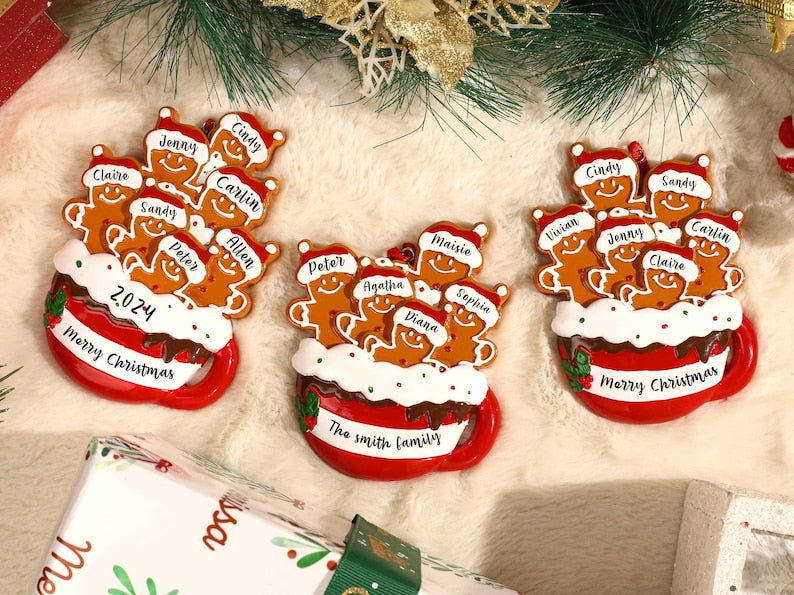 Personalized Gingerbread Family Ornament, Resin Christmas Family Ornament, CF93 - 19Gifts