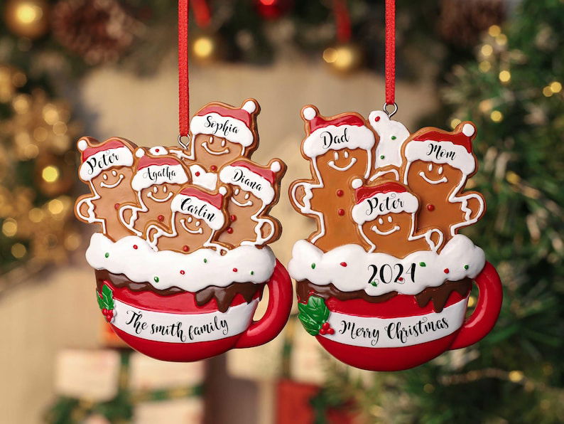 Personalized Gingerbread Family Ornament, Resin Christmas Family Ornament, CF93 - 19Gifts