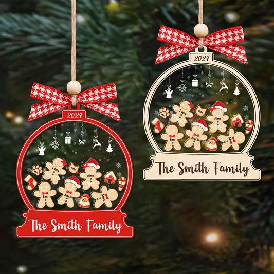 Personalized Gingerbread Family Shaker Ornament, Custom Family Christmas Ornament CF193 - 19Gifts