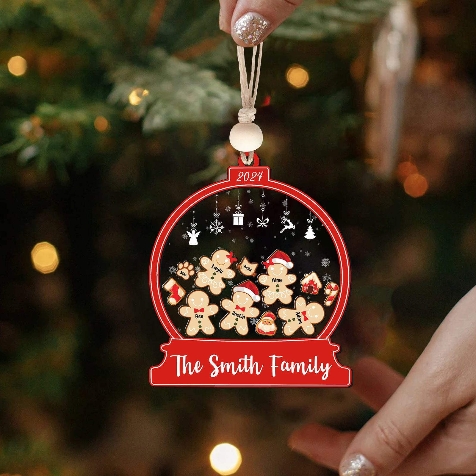 Personalized Gingerbread Family Shaker Ornament, Custom Family Christmas Ornament CF193 - 19Gifts