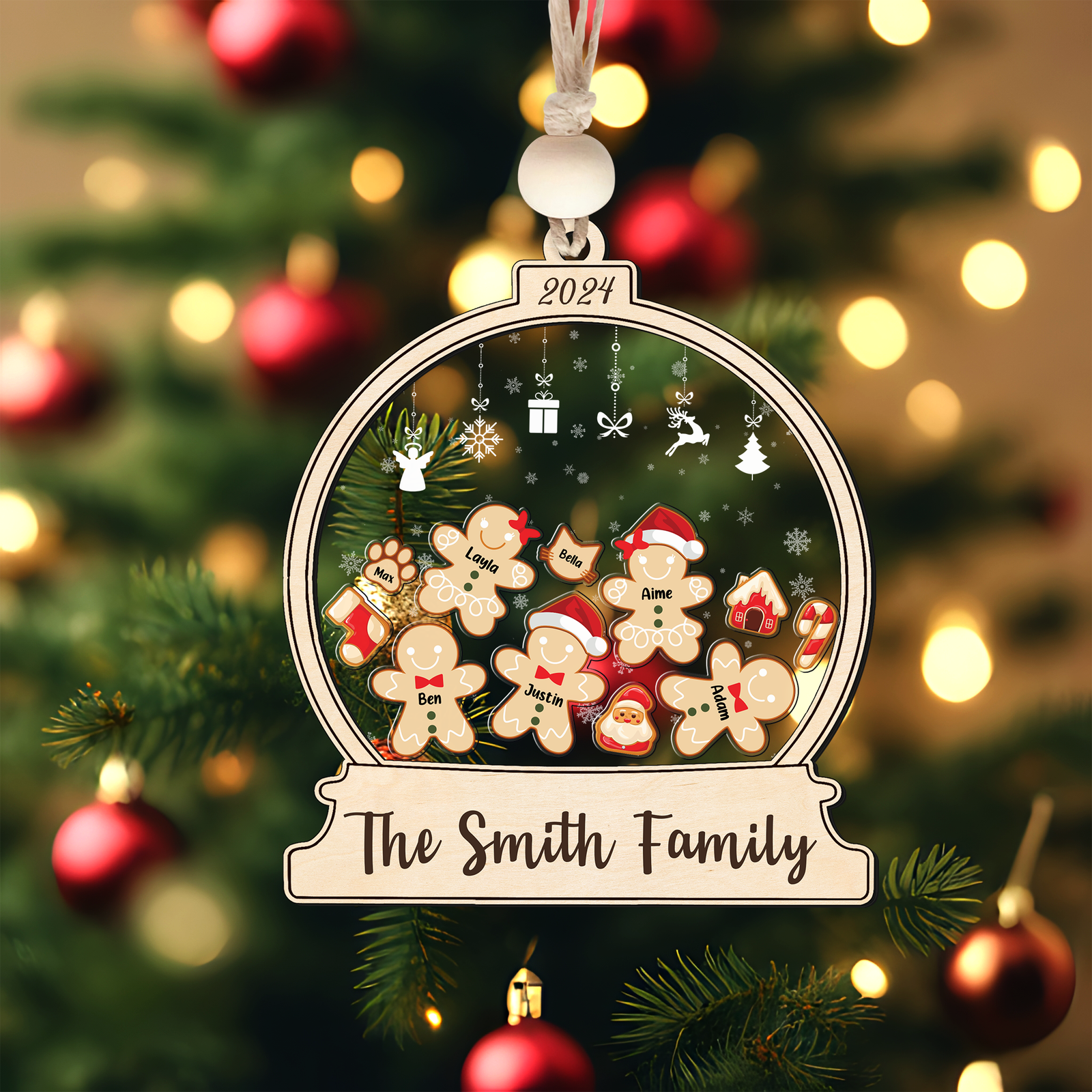 Personalized Gingerbread Family Shaker Ornament, Custom Family Christmas Ornament CF193 - 19Gifts