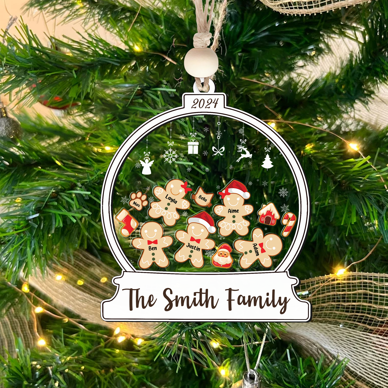 Personalized Gingerbread Family Shaker Ornament, Custom Family Christmas Ornament CF193 - 19Gifts