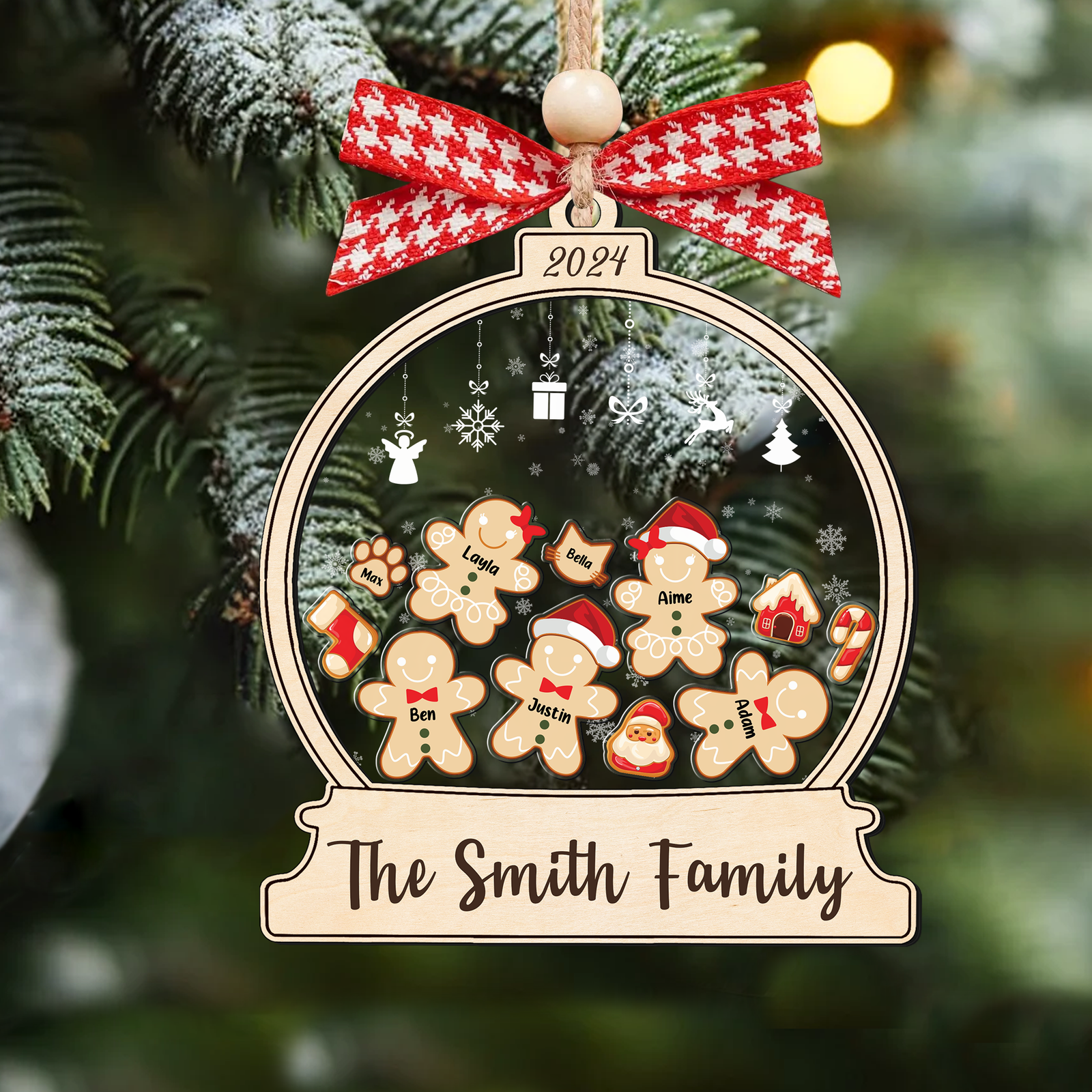 Personalized Gingerbread Family Shaker Ornament, Custom Family Christmas Ornament CF193 - 19Gifts