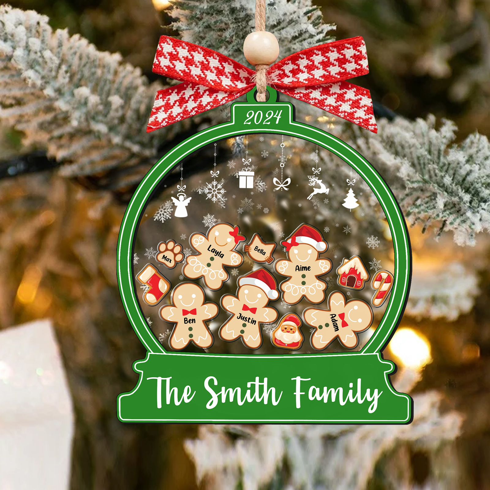 Personalized Gingerbread Family Shaker Ornament, Custom Family Christmas Ornament CF193 - 19Gifts