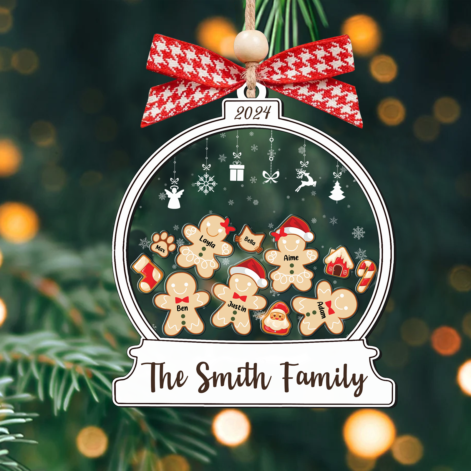 Personalized Gingerbread Family Shaker Ornament, Custom Family Christmas Ornament CF193 - 19Gifts