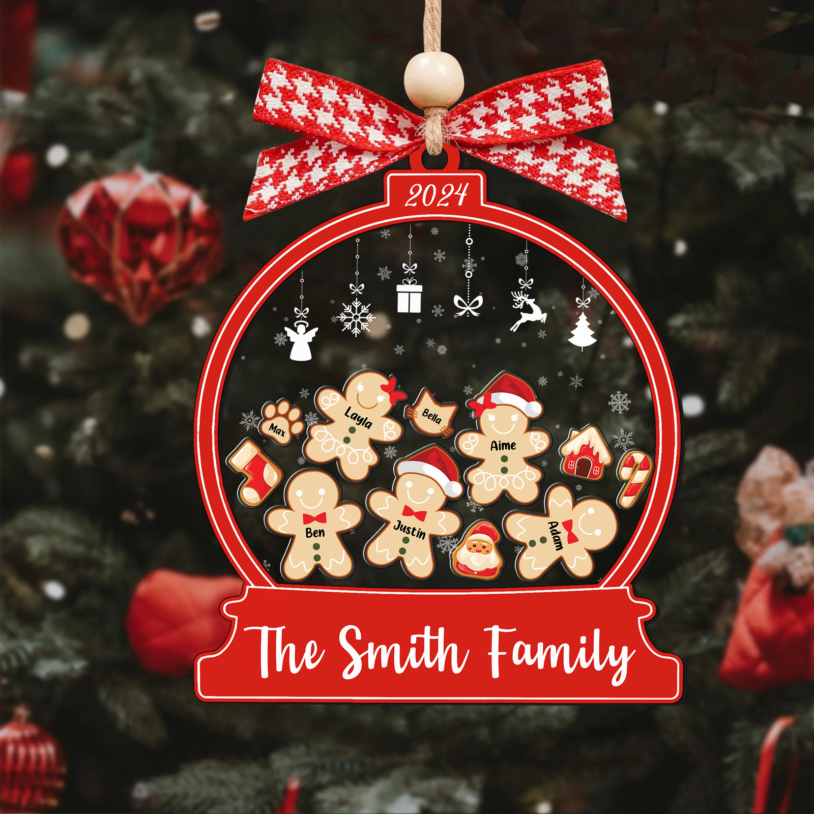 Personalized Gingerbread Family Shaker Ornament, Custom Family Christmas Ornament CF193 - 19Gifts