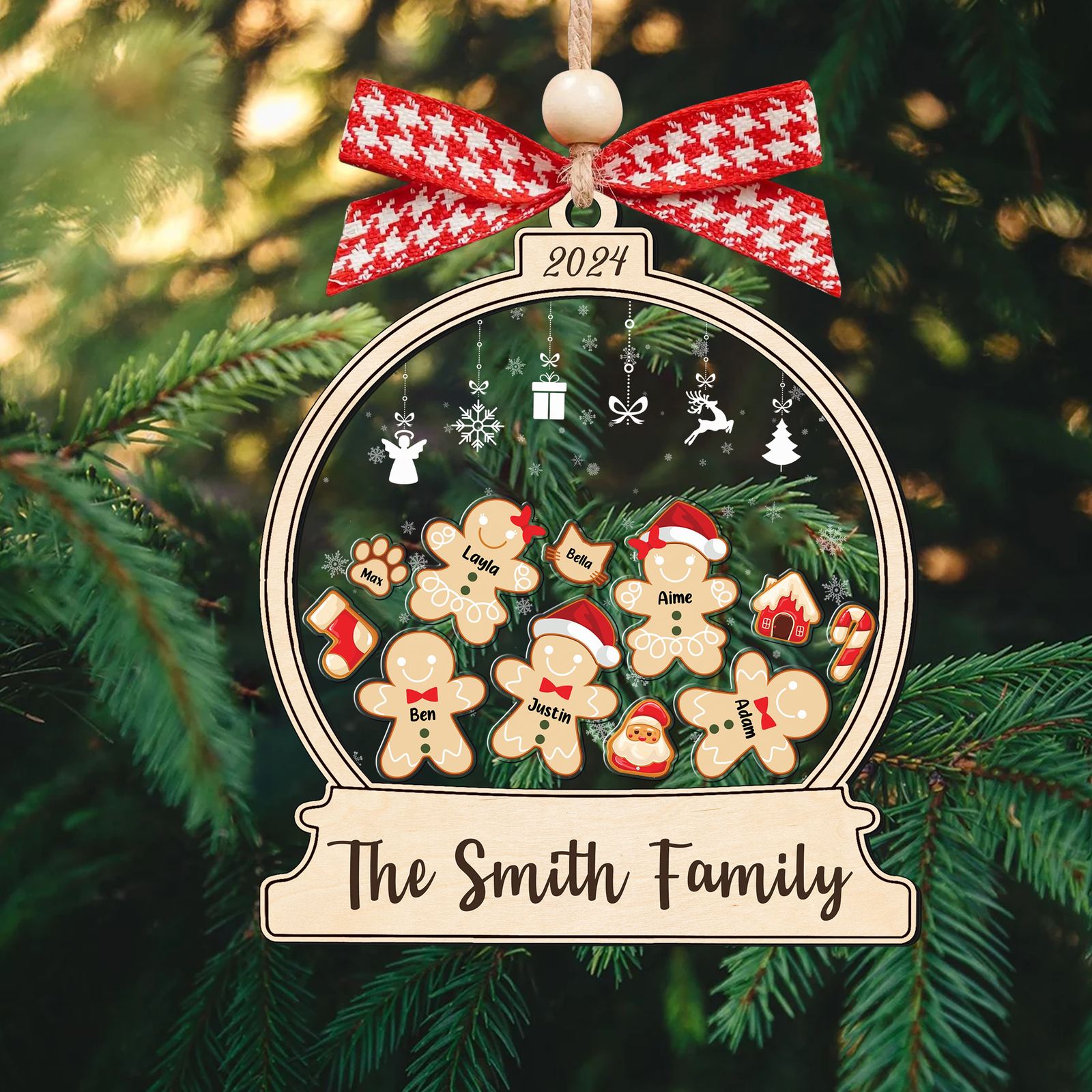 Personalized Gingerbread Family Shaker Ornament, Custom Family Christmas Ornament CF193 - 19Gifts
