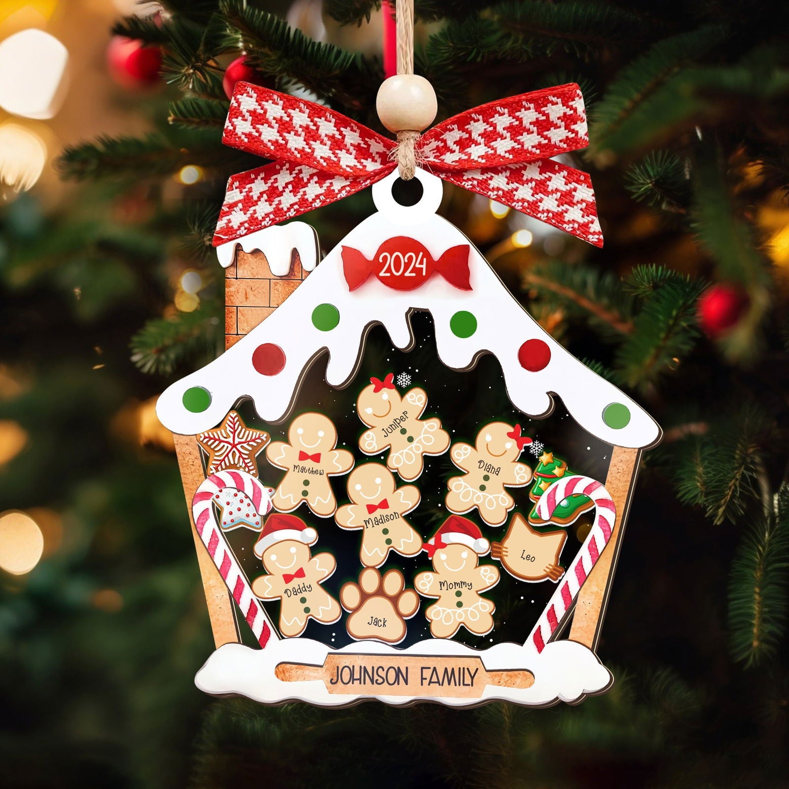 Personalized Gingerbread House Family Ornament With Names, Custom Family Christmas Ornament CF506 - 19Gifts