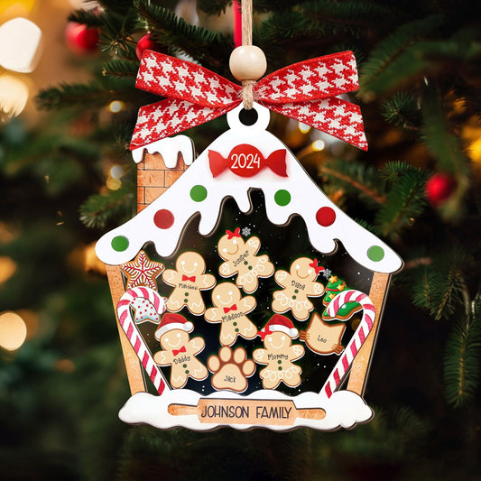 Personalized Gingerbread House Family Ornament With Names, Custom Family Christmas Ornament CF506 - 19Gifts