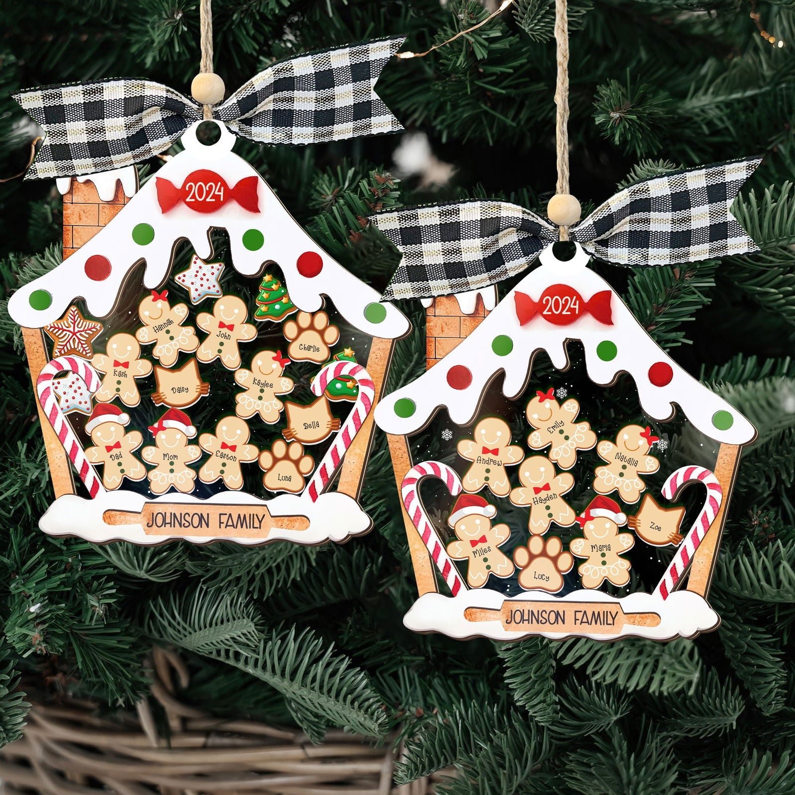 Personalized Gingerbread House Family Ornament With Names, Custom Family Christmas Ornament CF506 - 19Gifts