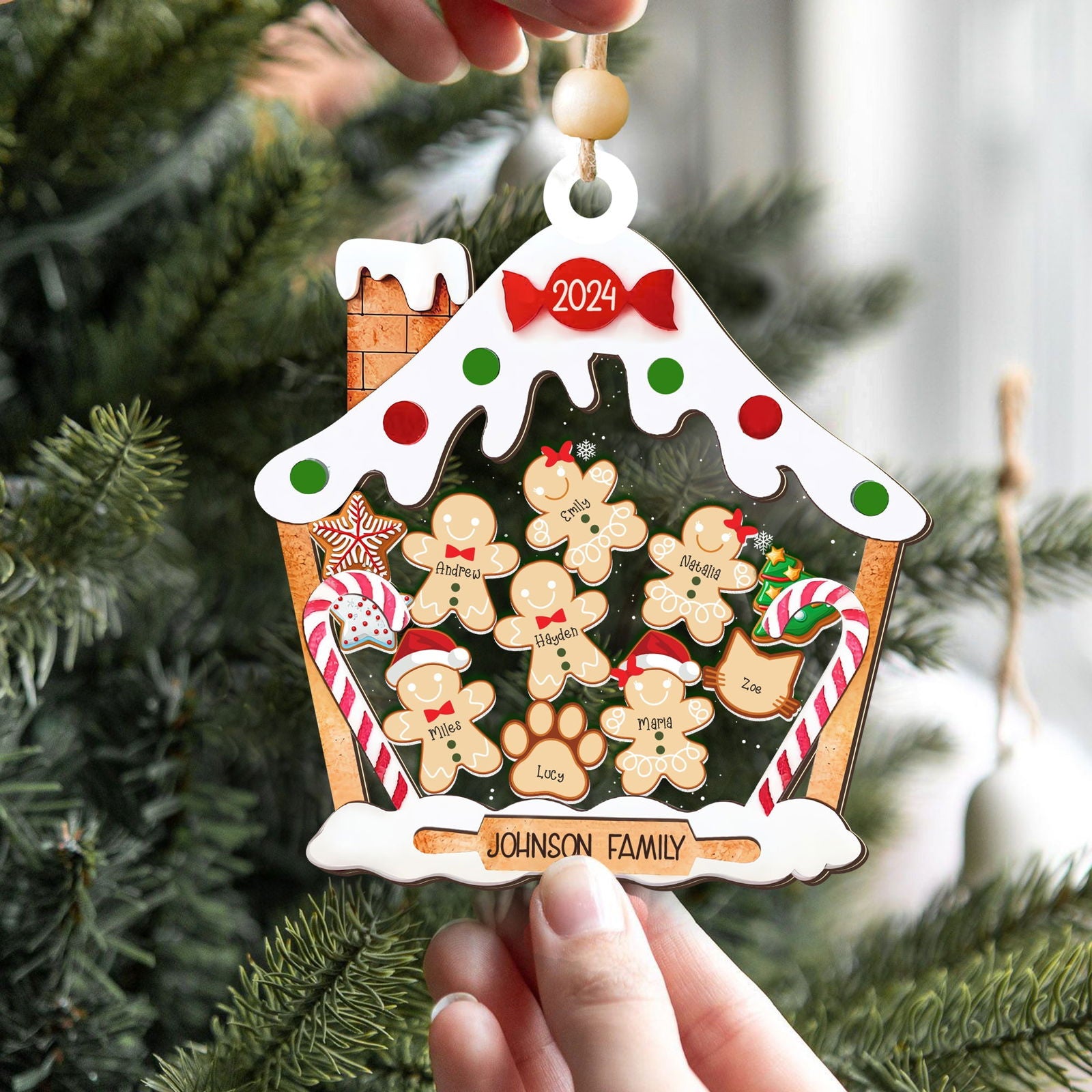 Personalized Gingerbread House Family Ornament With Names, Custom Family Christmas Ornament CF506 - 19Gifts