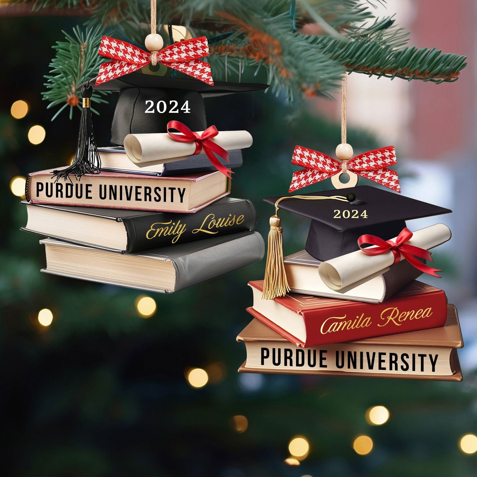 Personalized Graduation Cap Ornament With Books, Custom Graduation Ornament CF273 - 19Gifts