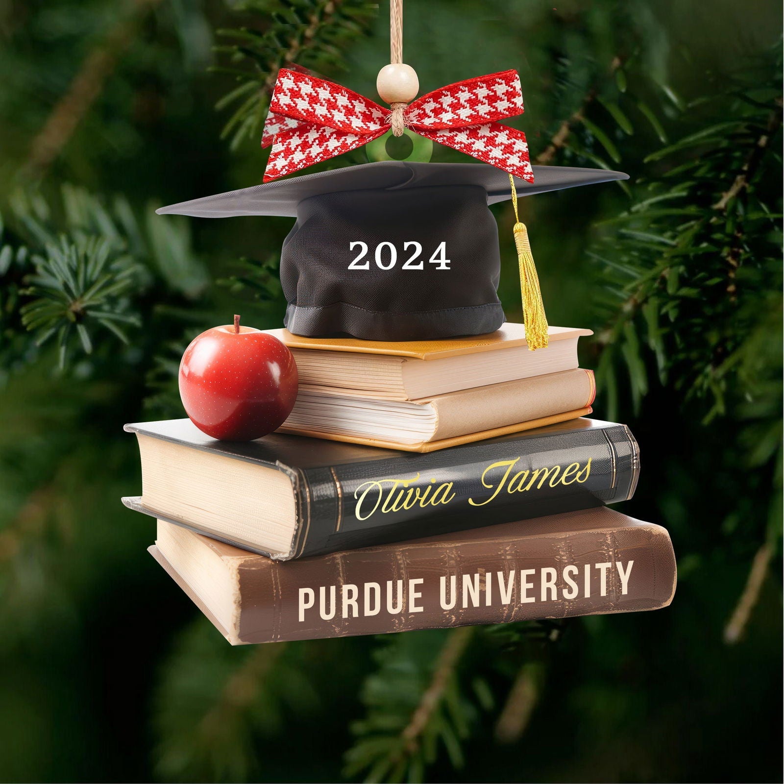 Personalized Graduation Cap Ornament With Books, Custom Graduation Ornament CF273 - 19Gifts