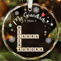Personalized Grandkid Names Glass Ornament, Grandkids Crossword Puzzle Art Ornament, Gifts For Grandma from Grandchildren, Grandma Gifts Grandkids GX04-89 - 19Gifts