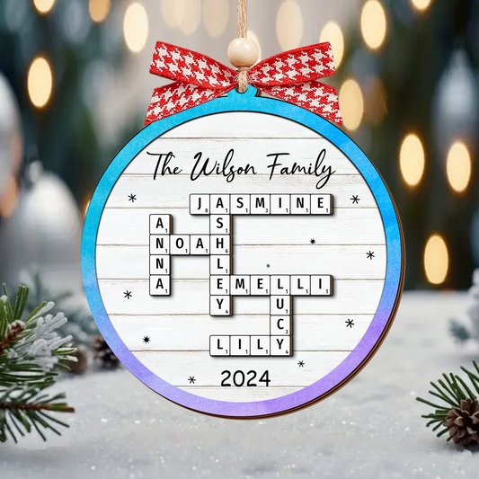Personalized Grandkids Crossword Puzzle Wooden Ornament, Family Names Christmas Ornaments 2024, CF932 - 19Gifts