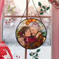 Personalized Grandma And Grandkids Portrait Faux Stained Glass, Custom Photo Family Window Hanging Ornament SC120 - 19Gifts