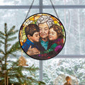 Personalized Grandma And Grandkids Portrait Faux Stained Glass, Custom Photo Family Window Hanging Ornament SC120 - 19Gifts