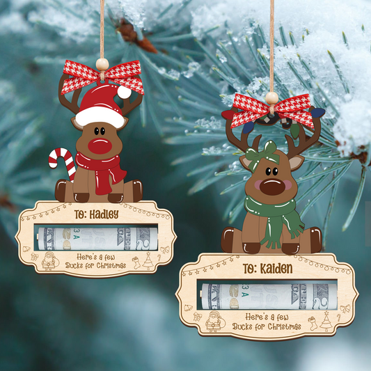 Personalized Here’s A Few Bucks for Christmas Money Holder, Reindeer Money Holder For Kids MH47 - 19Gifts